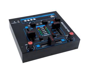 Table de mixage DJ table de mixage de système de musique de fête USB/MP3 fondu enchaîné canal de discussion décoloration cave de fête, noir rouge bleu, HxLxP 40x150x140mm