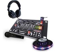 table de mixage - ibiza sound - casque dj - micro noir - jeu de lumière effet ufo