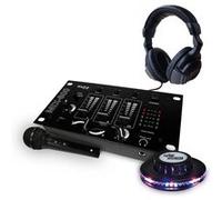 Table de mixage - Ibiza sound - casque DJ - micro noir - jeu de lumière effet UFO Ovni