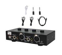Table de Mixage Micro Amplifiée Double Entrée et Câbles USB Noir | Châssis Métal et Plastique, Effets Vocaux Intégrés, Sortie Ligne et Casque, pour Streaming