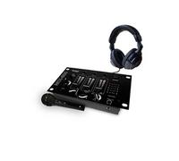 Ibiza Table de mixage MIX800 – 3 voies, 5 entrées – casque DJ, micro – Noir