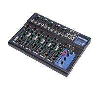 Table de mixage portable 7 canaux USB Bluetooth avec amplificateur, équipement de contrôleur DJ avec 6 modes de musique, mixeur audio avec différents appareils pour studio d'enregistrement et console