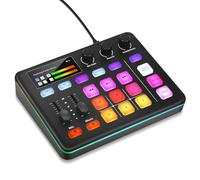 Table de mixage pour PC, mini table de mixage audio, carte son pour ordinateur de jeu, table de mixage stéréo DJ, éclairage RVB, voix over et changement de voix pour le streaming en direct, le DJing