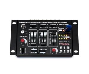 Table de mixage Sono DJ BM Bmsonic BMS-21USB-BT 4 voies/7 canaux, USB BLUETOOTH, Entrées : 1 PHONO/LINE, 1 PHONO/USB, 1 CD, MICROS