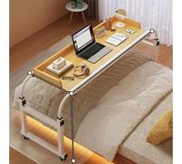 Table de mobilité au-Dessus du lit avec roulettes, Poste de Travail Debout réglable en Hauteur et Largeur, Bureau pour Ordinateur Portable Roulant, Bureau Multifonctionnel Paresseu(Color:couleur bois)