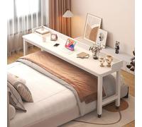 Table de mobilité au-dessus du lit, Générique Chariot pour Ordinateur Portable au-Dessus du Bureau de lit, Table médicale roulante avec roulett(Size:120×40×80CM,Color:Carabe White Board + Frame blanc)