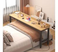 Table de mobilité au-dessus du lit, Générique Chariot pour Ordinateur Portable au-Dessus du Bureau de lit, Table médicale roulante avec roulett(Size:150×40×80CM,Color:Couleur de l'érable + cadre noir)