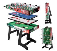 Table de Multijeux 4 en 1 - Kicker, Billard, Ping-Pong, Hockey sur Table - Pliable avec Tiges télescopiques - Multifonctions - 123 x 61 x 80CM