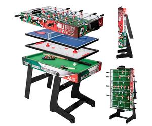 Table de Multijeux 4 en 1 - Kicker, Billard, Ping-Pong, Hockey sur Table - Pliable avec Tiges télescopiques - Multifonctions - 123 x 61 x 80CM