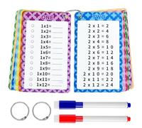 Table de Multiplication, 1x1 Cartes d'apprentissage, Jeu de Cartes de Multiplication avec Marqueurs Effaçables et Anneau de Reliure, Cadeau de Rentrée Scolaire pour Garçons et Filles