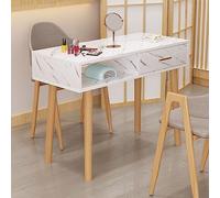 Table de nail art avec tiroir, imitation marbre, pieds en bois massif, établi pour techniciens des ongles, design élégant et fonctionnel (80 x 40 x 78 cm)