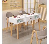 Table de nail art avec tiroir imitation marbre Pieds en bois massif Établi pour techniciens des ongles Élégant et fonctionnel (120 x 40 x 78 cm)