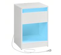 Table de Nuit avec Multiprise, Table d'Appoint avec Lumières LED Réglables, Tiroir, 2 Prises, 2 Ports USB, Moderne, pour Chambre, Salon, Noir Cendré À propos de cet articleModerne et minimaliste : Exp