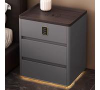 Table de nuit avec serrure de mot de passe de chargeur sans fil, table de chevet moderne avec tiroir silencieux supérieur rainuré, stockage en bois sans assemblage pour bureau de chambre à coucher, gr