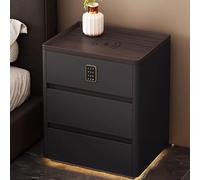 Table de nuit avec serrure de mot de passe de chargeur sans fil, table de chevet moderne avec tiroir silencieux supérieur rainuré, stockage en bois sans assemblage pour bureau de chambre à coucher, gr