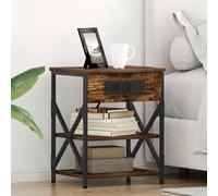 Table de nuit avec station de chargement avec étagère chevet moderne vidaXL vida