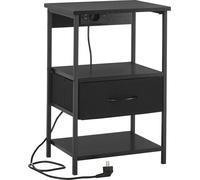 Table de nuit avec station de recharge et prises USB, table d'appoint avec tiroir