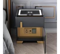 Table de nuit avec tiroir et coffre-fort, table de chevet LED avec station de charge et port USB, table de nuit moderne pour chambre à coucher et bureau