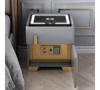 Table de nuit avec tiroir et coffre-fort, table de chevet LED avec station de charge et port USB, table de nuit moderne pour chambre à coucher et bureau