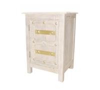 Table De Nuit Blanc En Bois Massif 71 Cm Commode De Chambre