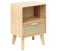 Table de Nuit Bois Clair en Rotin et Bois de Paulownia 55 x 40 x 30 cm Rustique