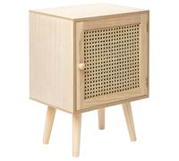 Table de Nuit Bois Clair en Rotin MDF et Bois de Pin 56 x 38 x 30 cm Rustique Al