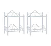 Table de nuit chevet commode armoire meuble chambre 2 pcs acier et verre trempé 45x30 5x60 cm blanc 1402032