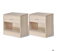 Table de nuit chevet commode armoire meuble chambre 2 pcs avec tiroir couleur de chêne