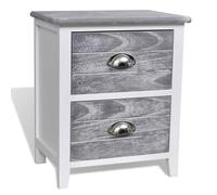 Table de nuit chevet commode armoire meuble chambre 38 x 28 x 45 cm MDF gris et blanc