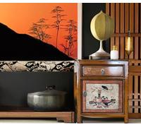Table de nuit chinoise table de nuit asiatique petite armoire de nuit commode de chambre orientale console marron-beige, entièrement montée