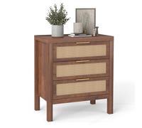 Table de Nuit, Commode de Chevet Multifonctionnelle pour Chambre à Coucher (Couleur Noyer)