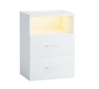 Casaria® Table de Nuit avec éclairage LED Touch Blanc 40x28x55cm en Bois 2 tiroirs Table de Chevet Chambre à Coucher
