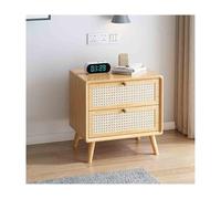 Table de nuit en bois et rotin, meubles de chambre à coucher, structure robuste et stable, grand espace de rangement, 48 x 40 cm, pour décoration d'intérieur