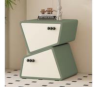 Table de Nuit en Bois, Table de Chevet Irrégulière, Meuble de Nuit avec Poignée en métal et 2 Tiroirs en Grande Capacité, Meuble de Chambre à Coucher Maison Intérieur, Moderne(Green,40cm)