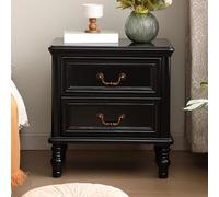 Table de nuit en pin noir avec 2 tiroirs, table de chevet en bois massif, console de nuit pour chambre à coucher et salon, table de nuit moderne de 43 cm, solution de rangement élégante