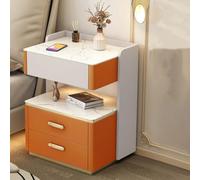 Table de nuit fine avec chargement sans fil, table de nuit compacte avec tiroir pour chambre à coucher et salon, table de nuit blanche moderne, 53 cm, design intelligent et solution peu encombrante