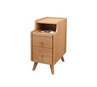 Table de nuit fine en bois massif avec 2 tiroirs, table de nuit moderne du milieu du siècle avec bibliothèque, table d'appoint compacte pour chambre à coucher, salon, petits espaces