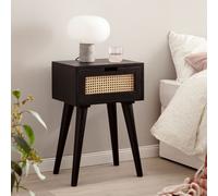 Table de nuit FineBuy Boxspring Lit en bois rotin 60 cm tressage viennois