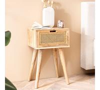 Table de nuit FineBuy Boxspring Lit en bois rotin 60 cm tressage viennois