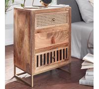 Table de nuit FineBuy Table de nuit Boxspring Lit massif 60 cm tressage viennois