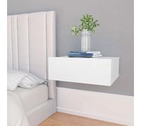 Table de Nuit Flottante avec Tiroir & Étagère Ouverte Bois Composé 40x30x15 cm Blanche