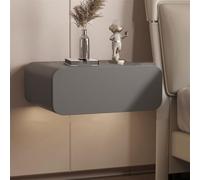 Table de nuit flottante avec tiroirs, table de chevet murale avec cuir microfibre et bois massif, petite table d'appoint flottante pour chambre à coucher (gris, 45