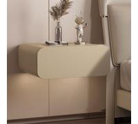 Table de nuit flottante avec tiroirs - Table de chevet murale avec cuir microfibre et bois massif - Petite table d'appoint flottante pour chambre à coucher (kakilongueur 49,6 cm)