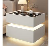 Table de nuit flottante LED avec tiroir et chargement sans fil, table de nuit intelligente pour chambre, salon et bureau