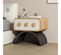 Table De Nuit Haute, Table De Nuit avec Tiroirs Et Pieds D'Armoire ArquéS Noirs en Acier Au Carbone, Coins Arrondis for Chambre à Coucher, Salon, Bureau