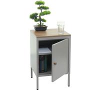Mendler Table de Nuit HWC-L84, Armoire de Chevet Commode, métal 63x40x40cm, mélaminé - Gris