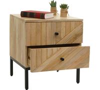 Table de Nuit HWC-L95, Commode Table d'appoint Armoire, tiroir Bois de manguier 51x45x40cm certifié MVG, Naturel