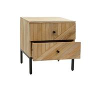 Table de nuit HWC-L95 Tiroir Bois de manguier 51x45x40cm naturel