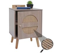 Mendler Table de Nuit HWC-M35, Table Basse d'appoint, Compartiments de Rangement, Kubu rotin Bois mélaminé, Aspect chêne 56x40x40cm
