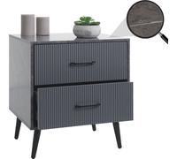 Table de nuit HWC-N89, commode table d'appoint, design 3D tiroir bois mélaminé, 55x48x41cm ~ aspect marbre gris